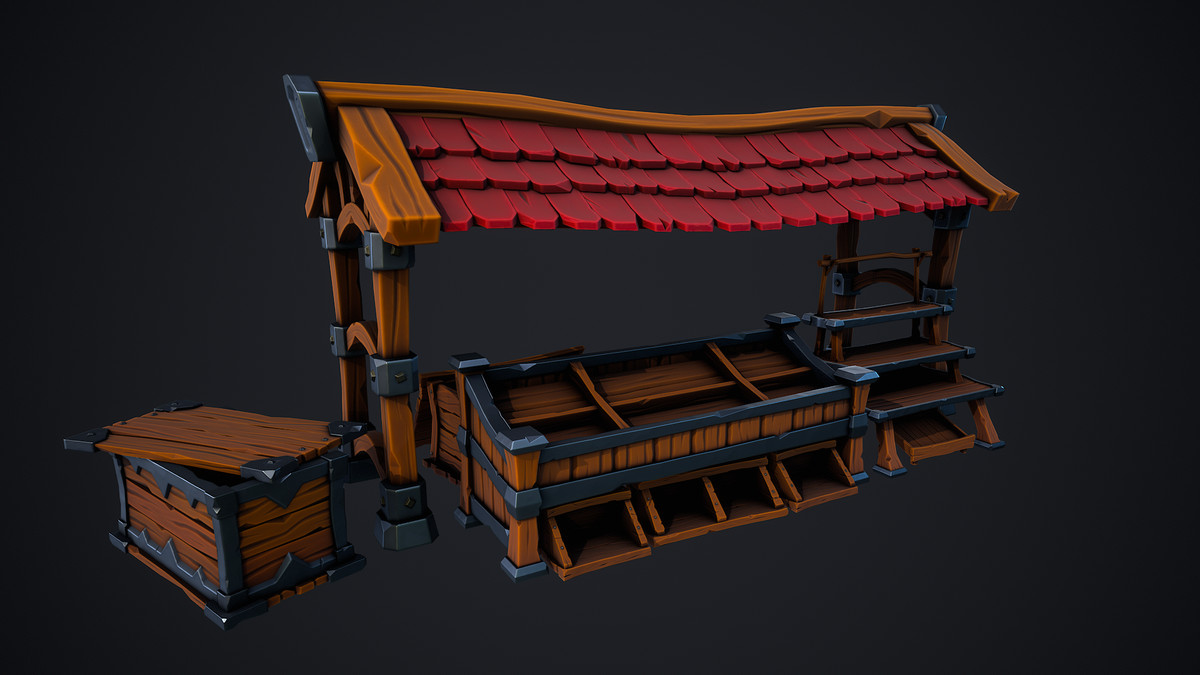 Stylized Market Pack – Fantasy Environment Props – Game Ready