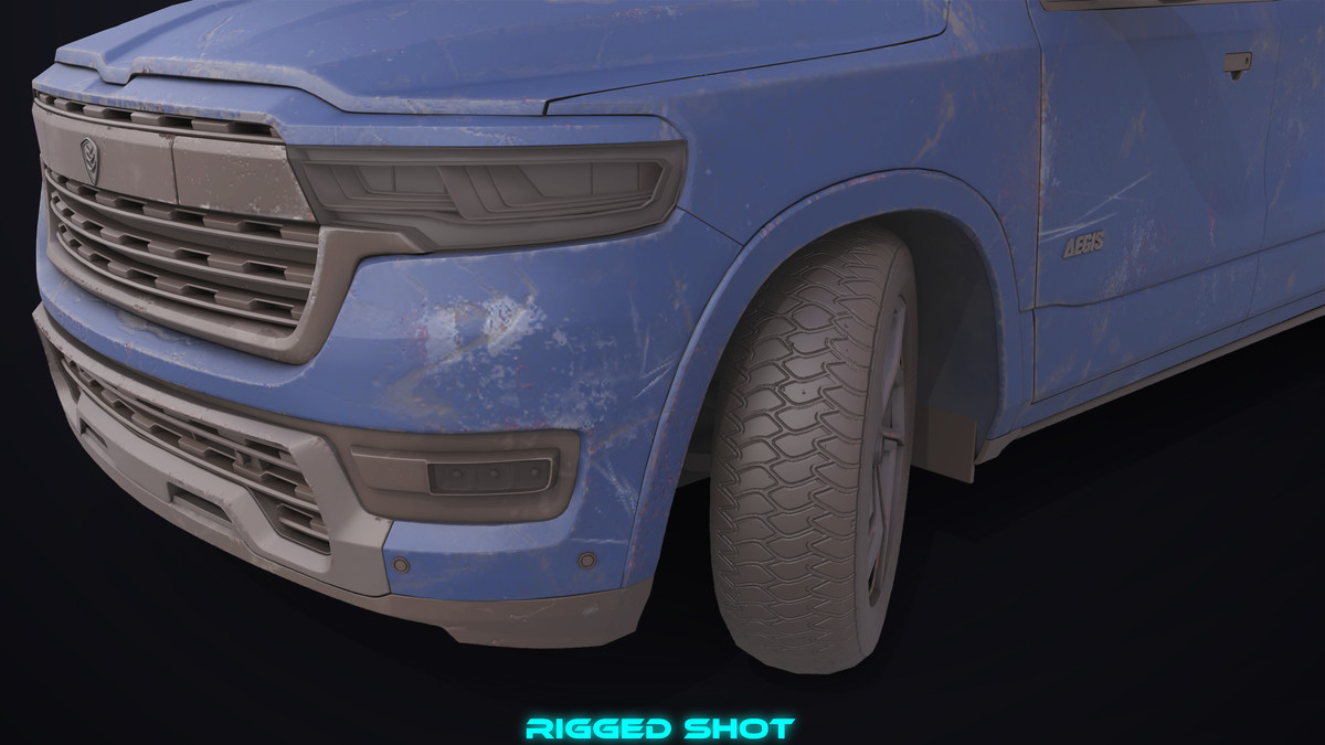 Pickup Truck 03 Blue Dusty URP HDRP Textures
