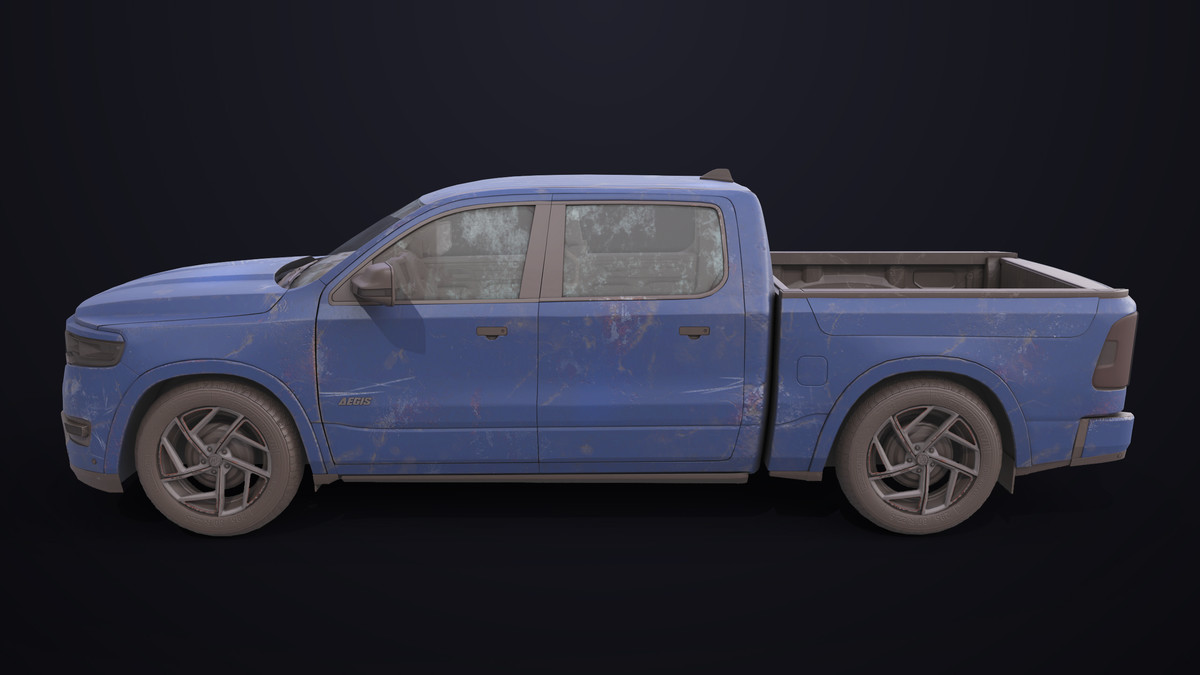 Pickup Truck 03 Blue Dusty URP HDRP Textures
