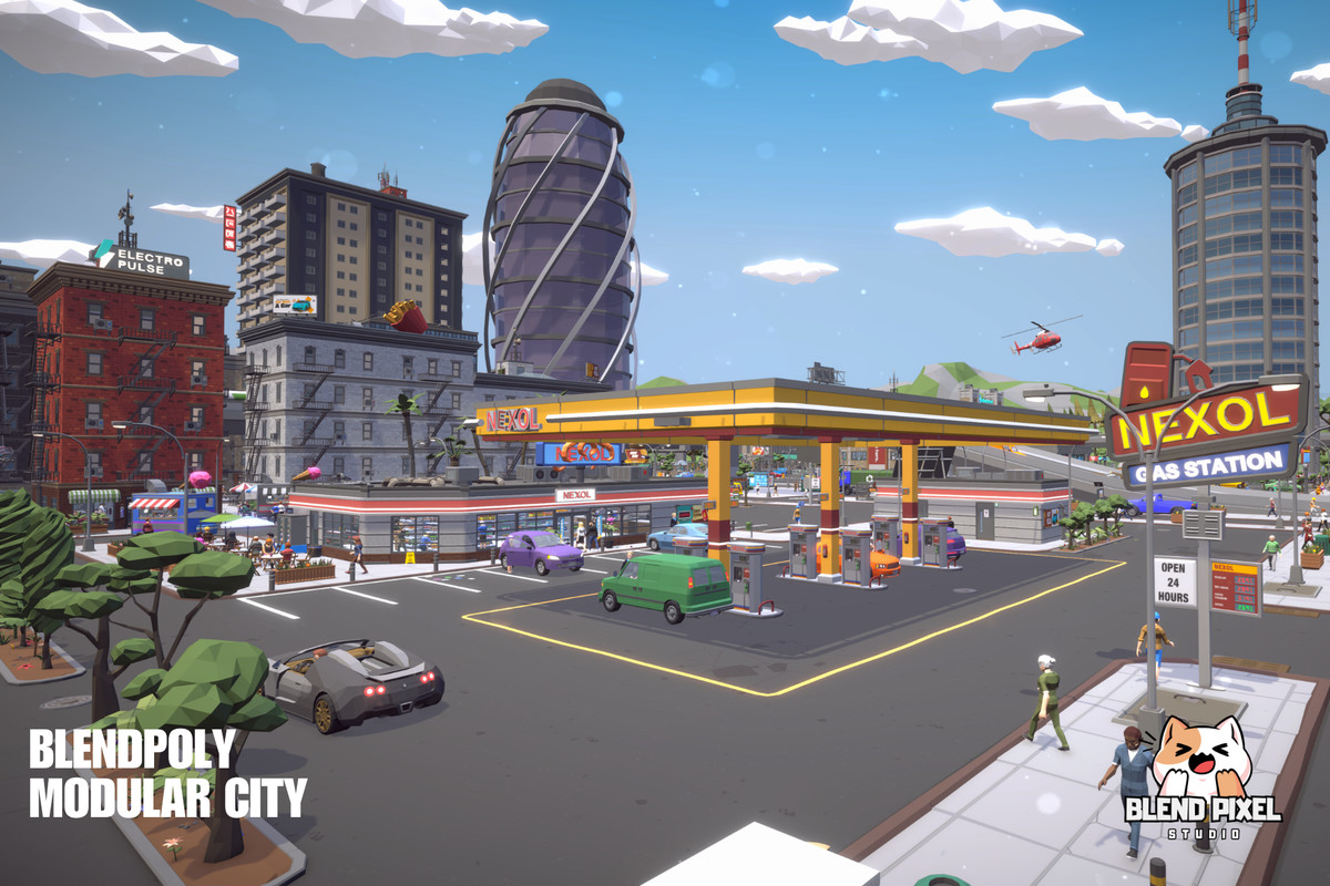 BlendPoly Modular City - Low Poly Assets