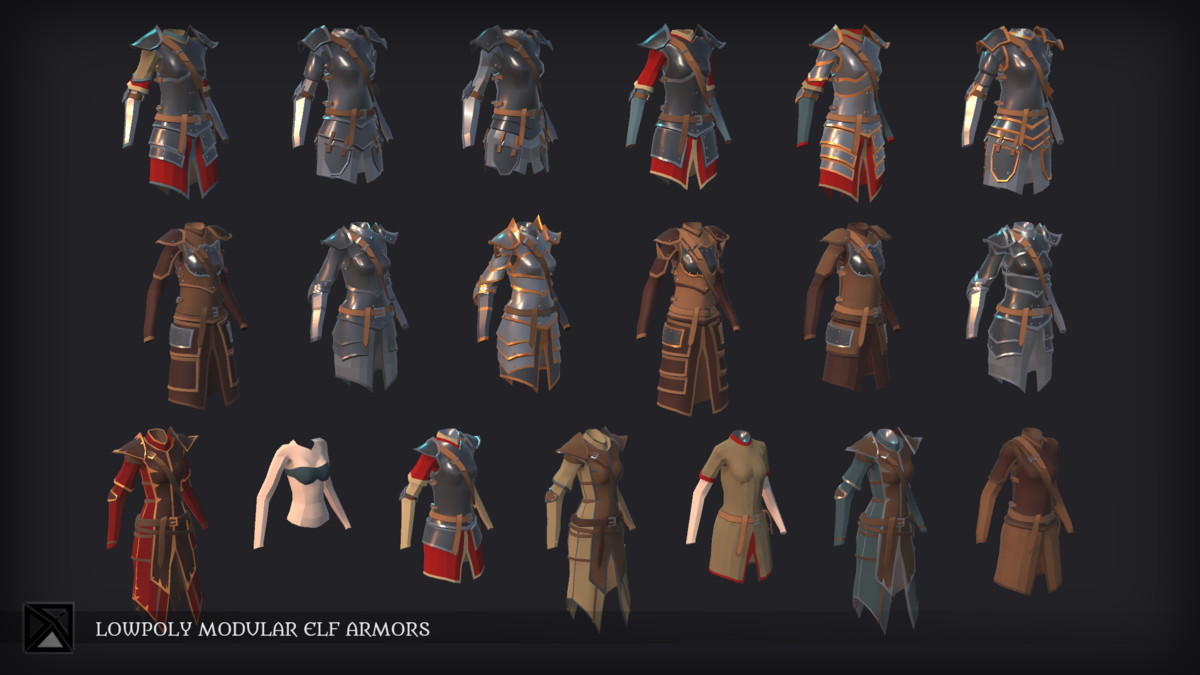 Lowpoly Elves Modular Armors - MEDIEVAL FANTASY SERIES