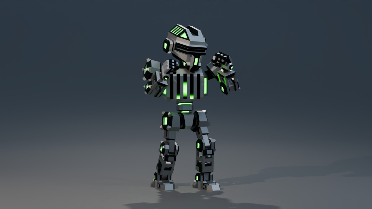 Sci-Fi Robot X-25.3 low-poly stylized