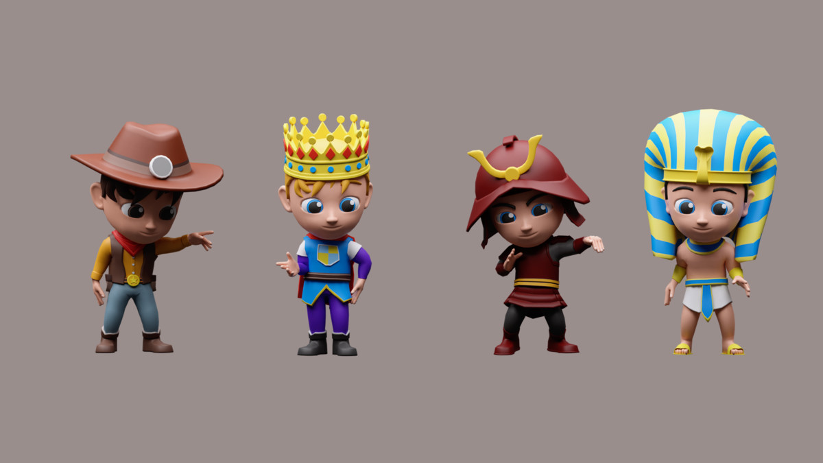 Cartoon kids 3 01 in warrior costumes