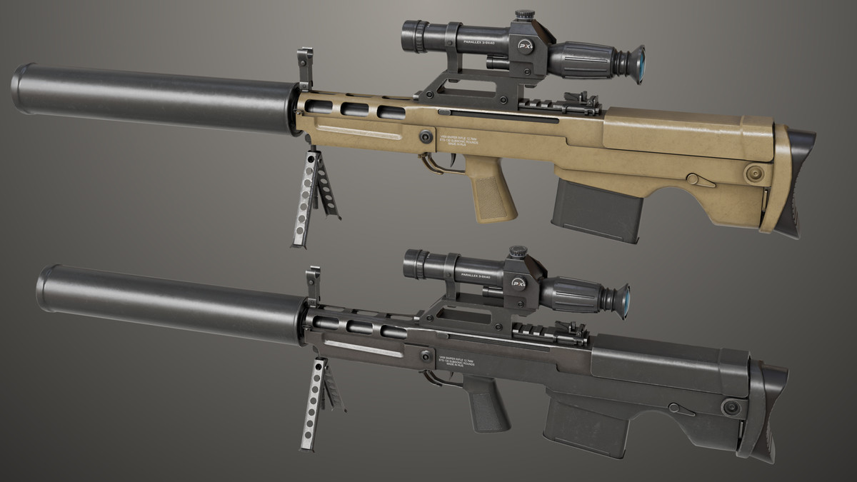 Sniper 05 Black and Sandal Single Mat URP HDRP Textures