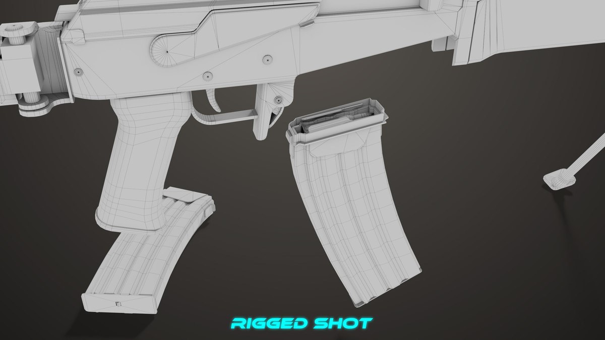 Machine Gun 13 Wood Handle URP HDRP Textures