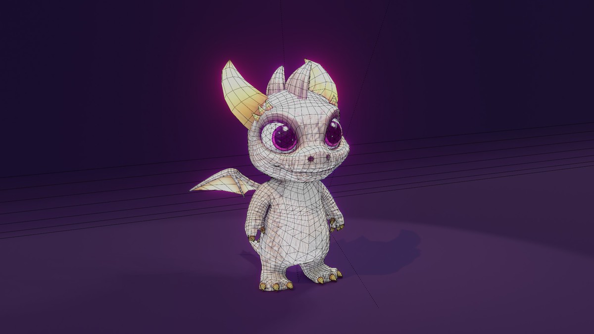 Cartoon White Dragon 3D Model (Low-Poly, Game-Ready, Animated, Built-In)