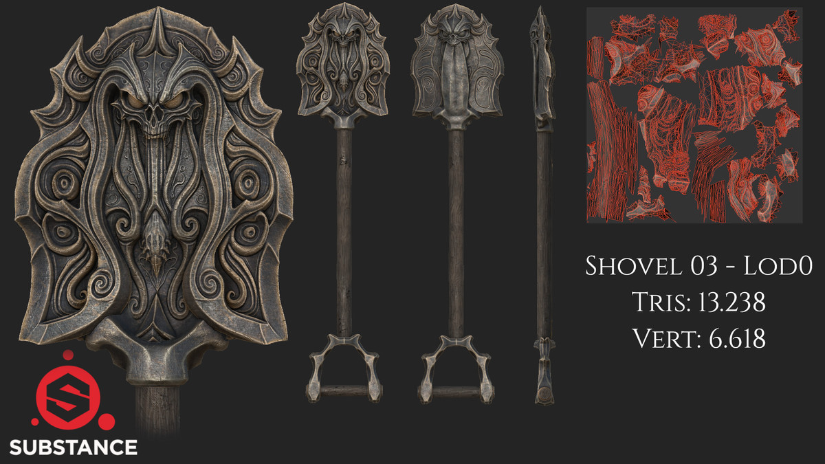 5 Dark Fantasy Shovels / Spades