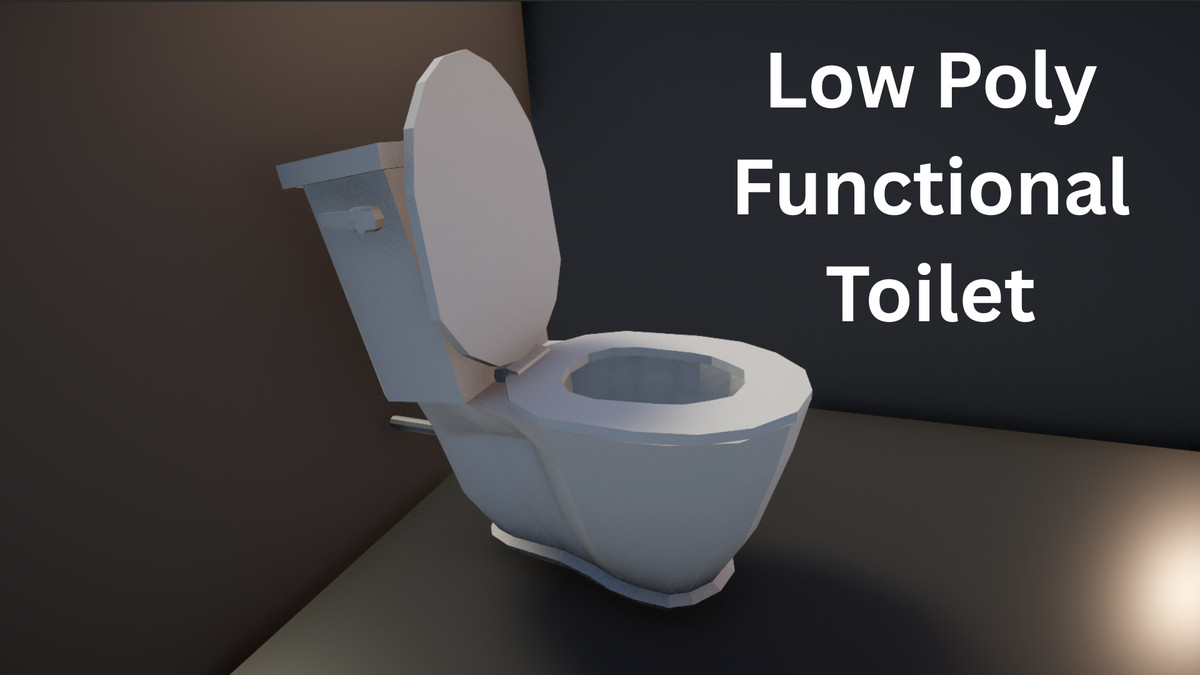 Functional Low Poly Toilet (Animated Flush + Water)