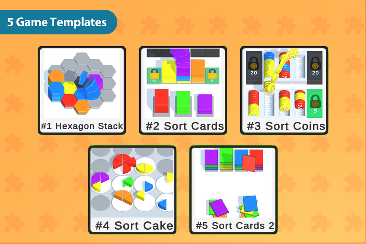 HyperCasual - Puzzle Game Engine Pack #1 - 5 Game Templates