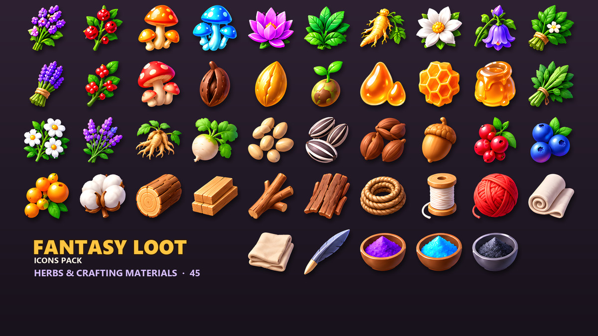 Fantasy Loot Icons - 462 RPG Items, Gems & Potions