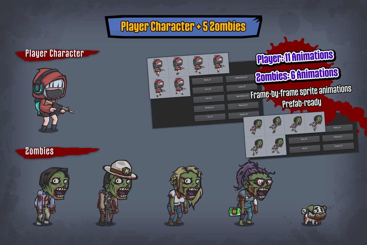 2D Zombie Game Kit - Suburb Pack