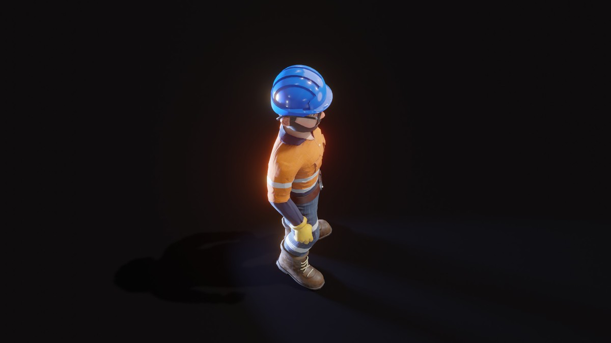 Stylized Male Worker 3D Model – Animated & Customizable (Game-Ready, Built-In)