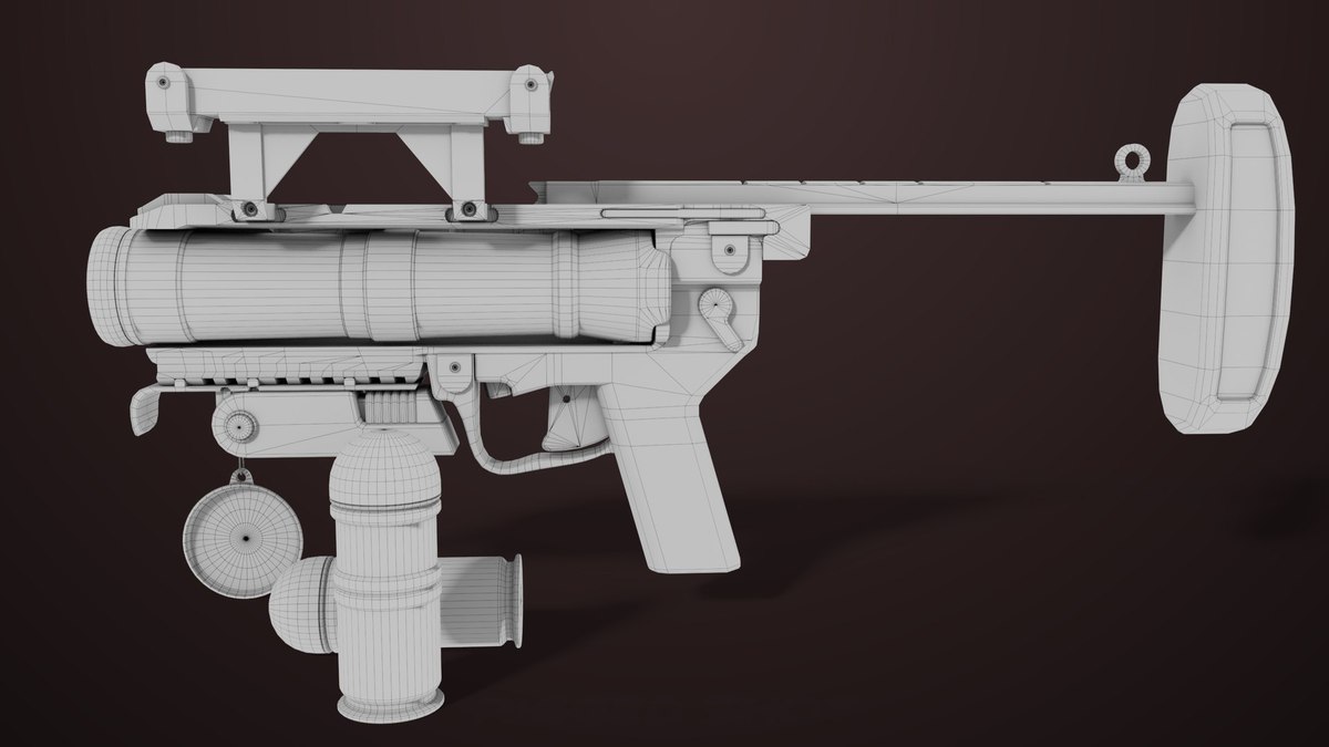 6 Grenade Launcher Black URP HDRP Textures