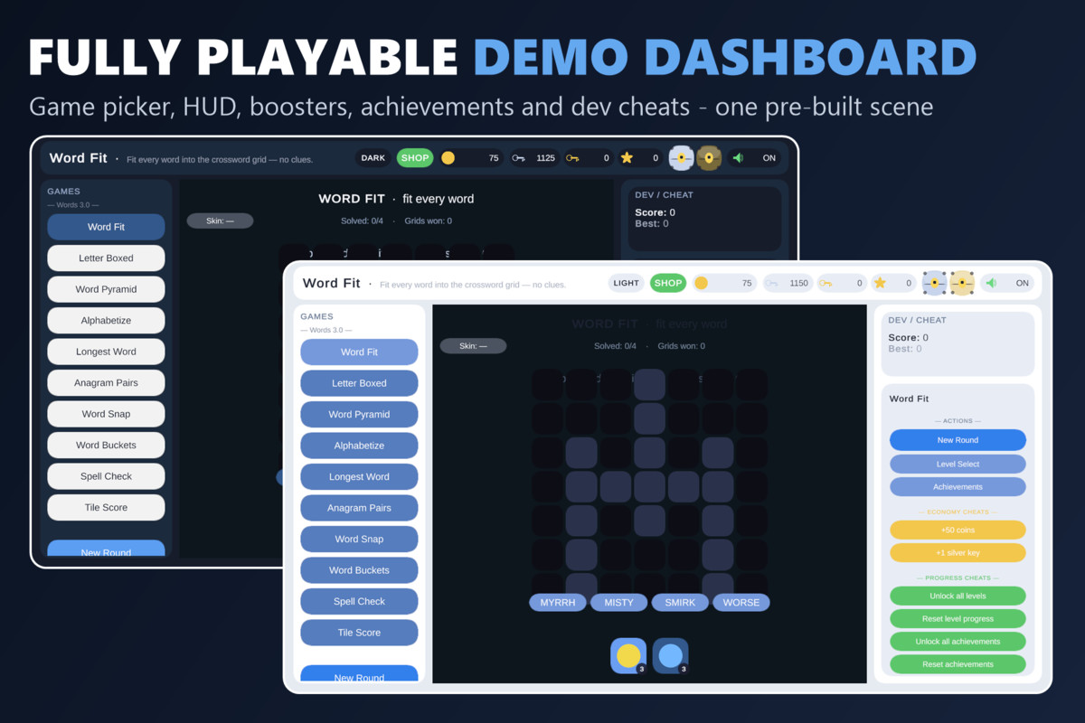 Mini Game Templates Words 3.0 - 10 Words Starters for Unity