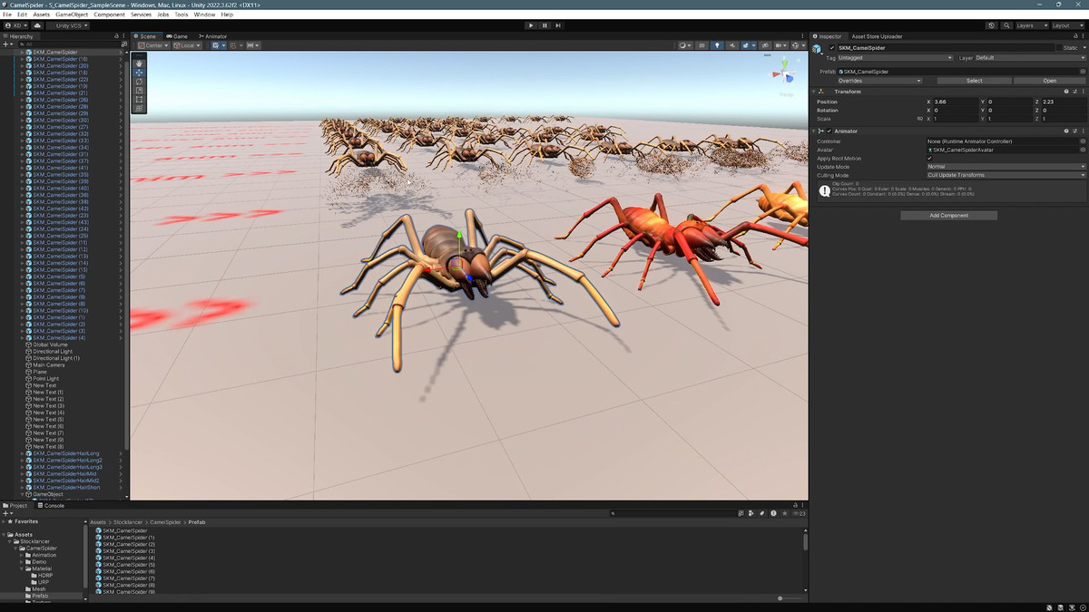Solifugae Camel Spider, animated and modular monster insect with skins & shader.