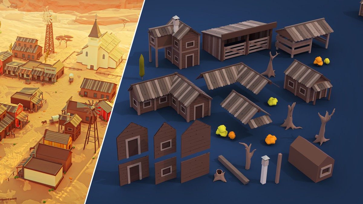 Wild West - Low Poly 3D Models Pack