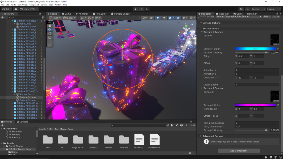 Gift Boxes with Magical Shader (Burn & Reveal)