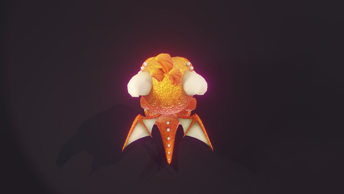 Cartoon Orange Baby Dragon 3D Model (Low-Poly, Game-Ready, Animated, Built-In)