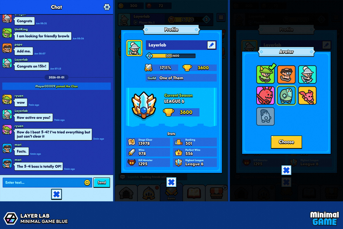 GUI Pro - Minimal Game Blue(+PSD)