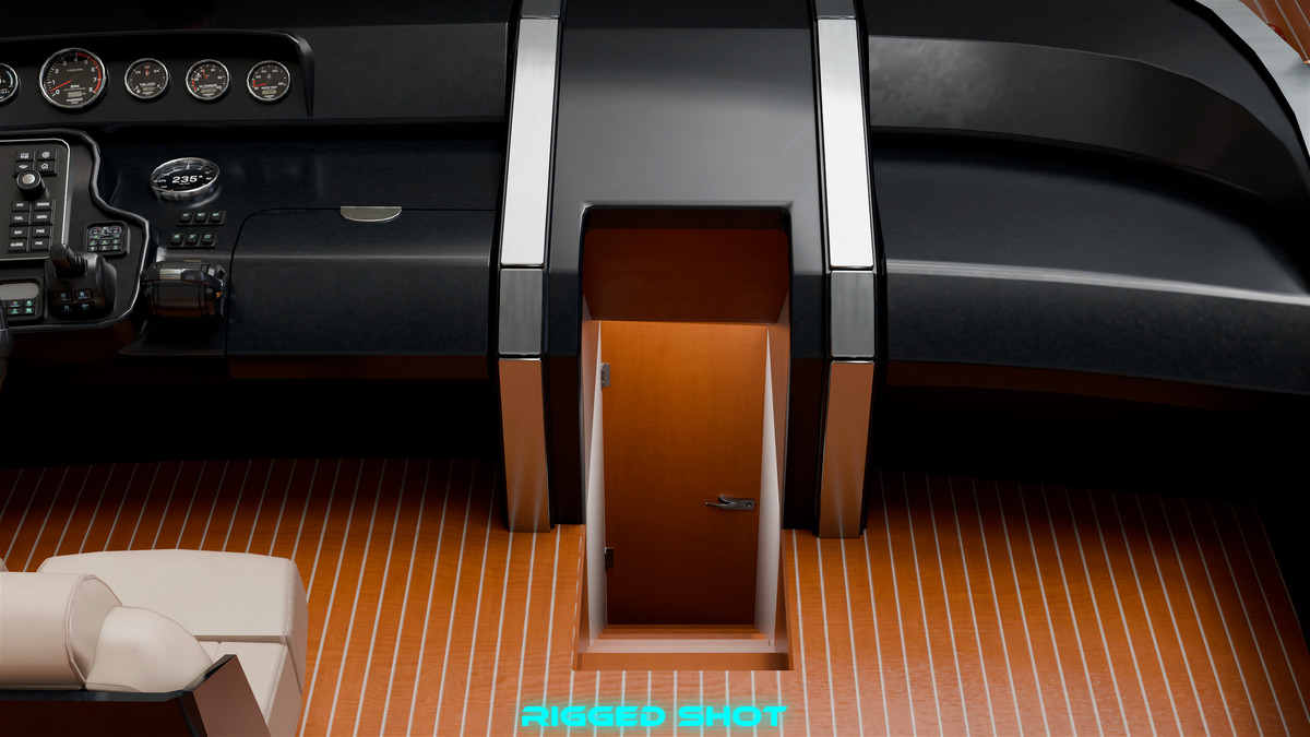 Yacht Boat 01 Black with Interior HDRP URP Textures