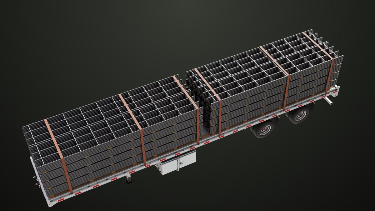 Flatbed Trailer with 7 Loads Single Mat URP HDRP Textures