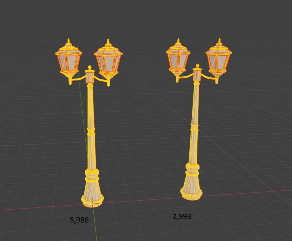 Ornate Double Street Lamp - 4 Texture Variants Pack
