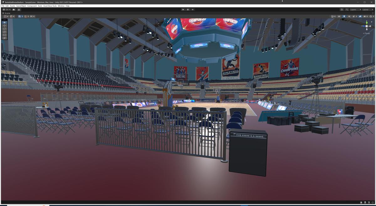 Basketball Arena Stadium Interior - Modular Environment 3D Level
