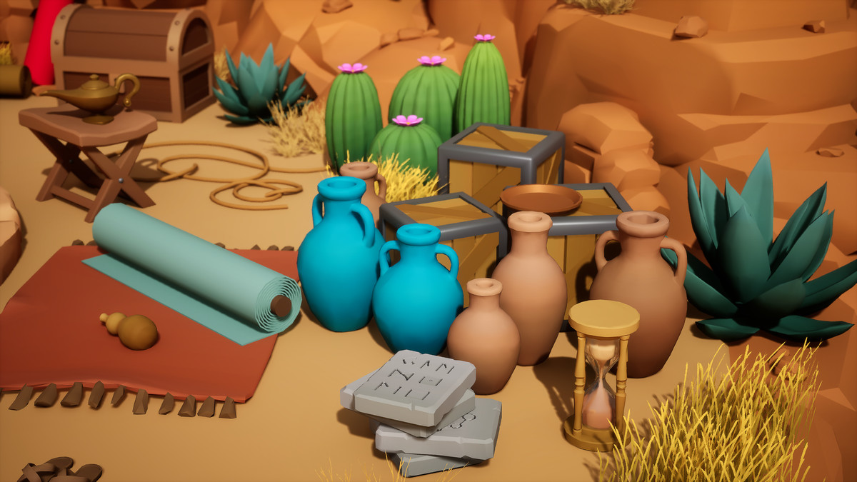 Desert Gilded Shrine - Low Poly Stylized Asset Pack