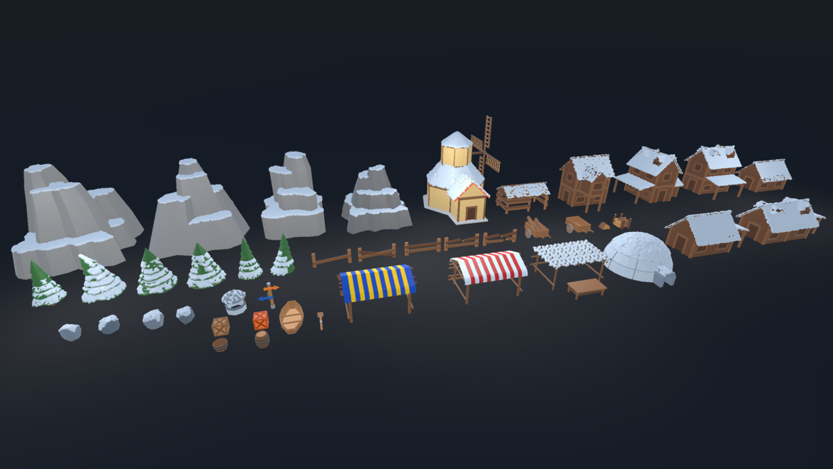 Snow Village: Stylized Low Poly Winter Pack.
