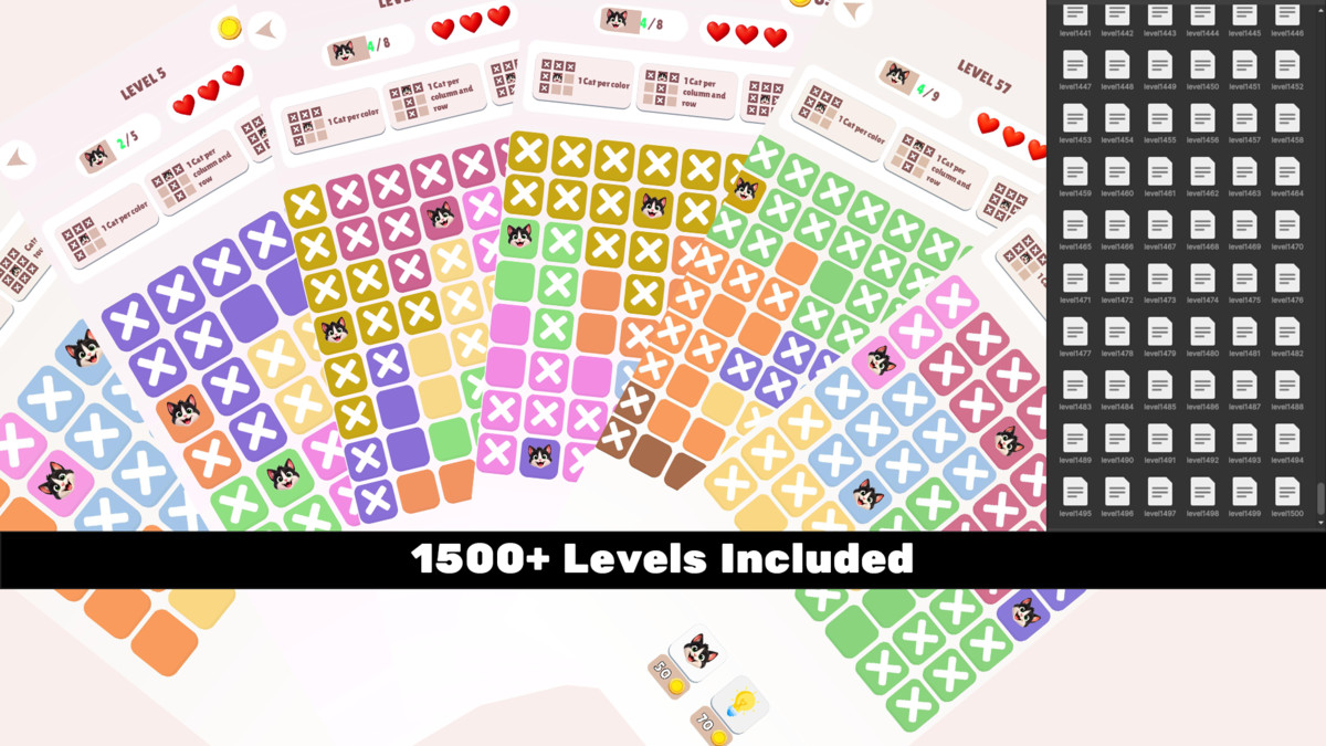 Pawdoku: 1500 levels Meow Sudoku Brain Puzzle Game Template