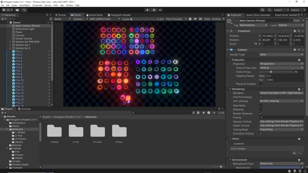 Hologram Shaders 3 in 1 (Fire, Shield, Frozen)