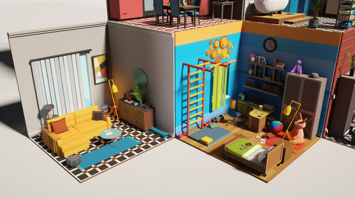 Low Poly 15 Rooms 1000+ objects Vol.2