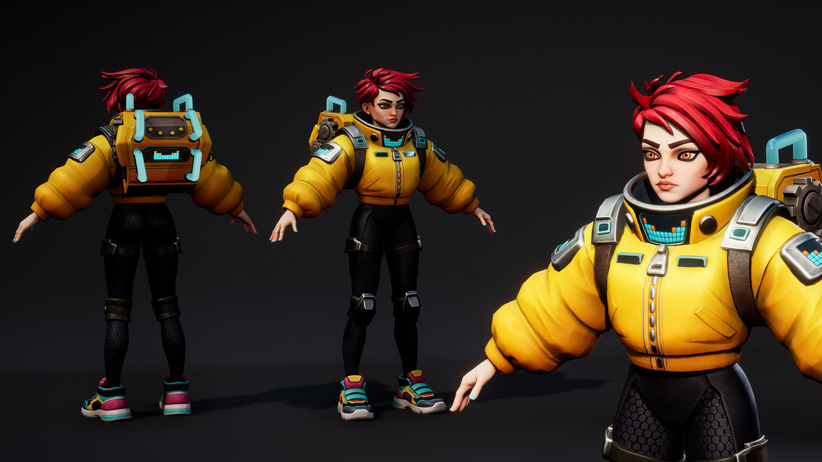 Volt Runner – Stylized Sci-Fi Female Character (3 Skins, Game Ready)