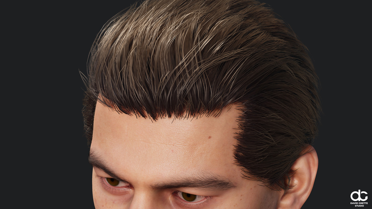 Realistic male hairstyles, pack #7 | Rigged hair, game-ready, low-poly