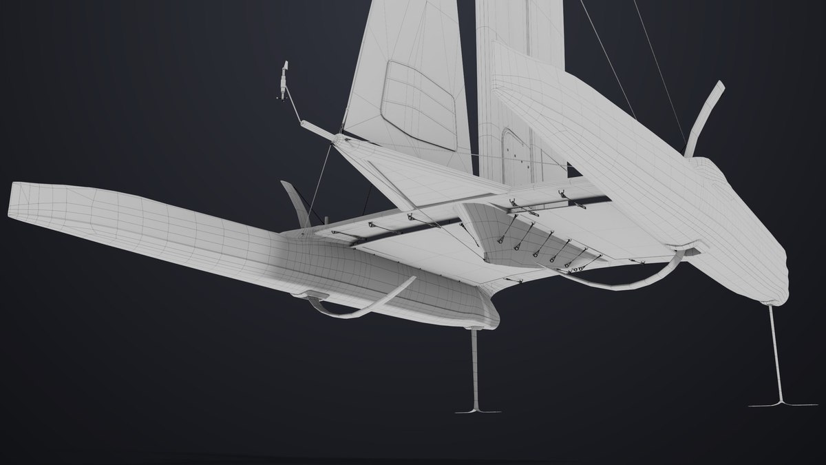 Yacht Hydrofoil Sailing Boat 02 Black URP HDRP Textures