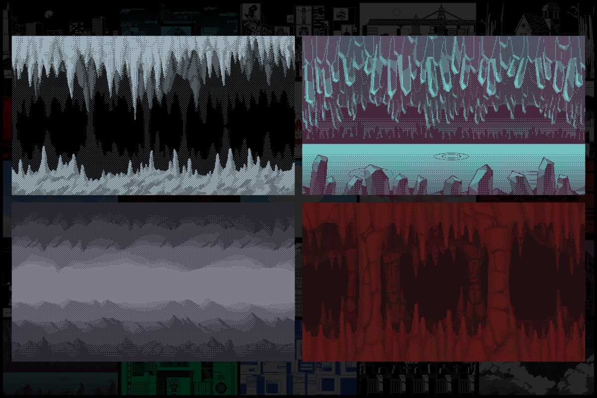 36 1-Bit Backgrounds Pixel Art