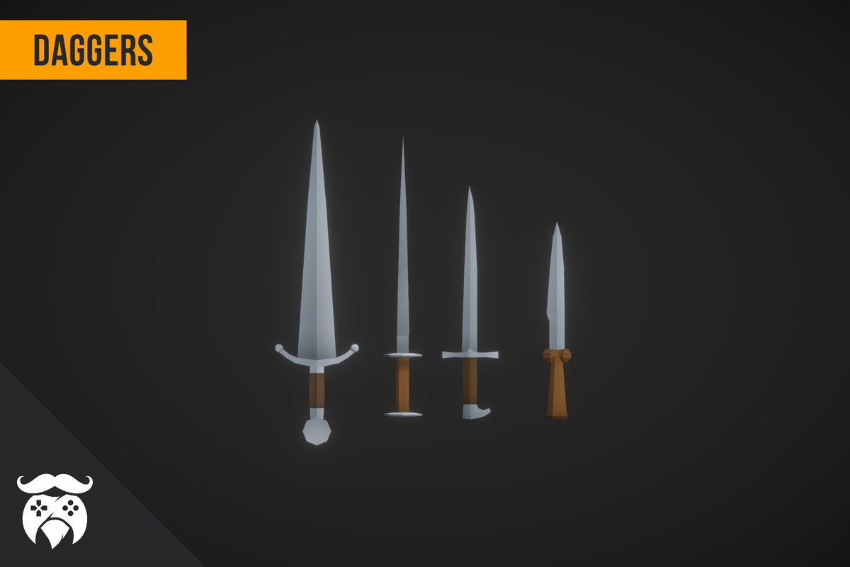 Historically Realistic Low Poly Swords & Weapons