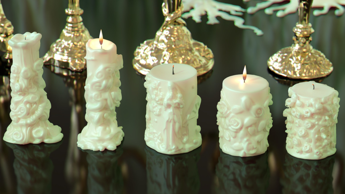 Ornate Candles, CandleHolders, and Wax Sculptures - 133 Models Set