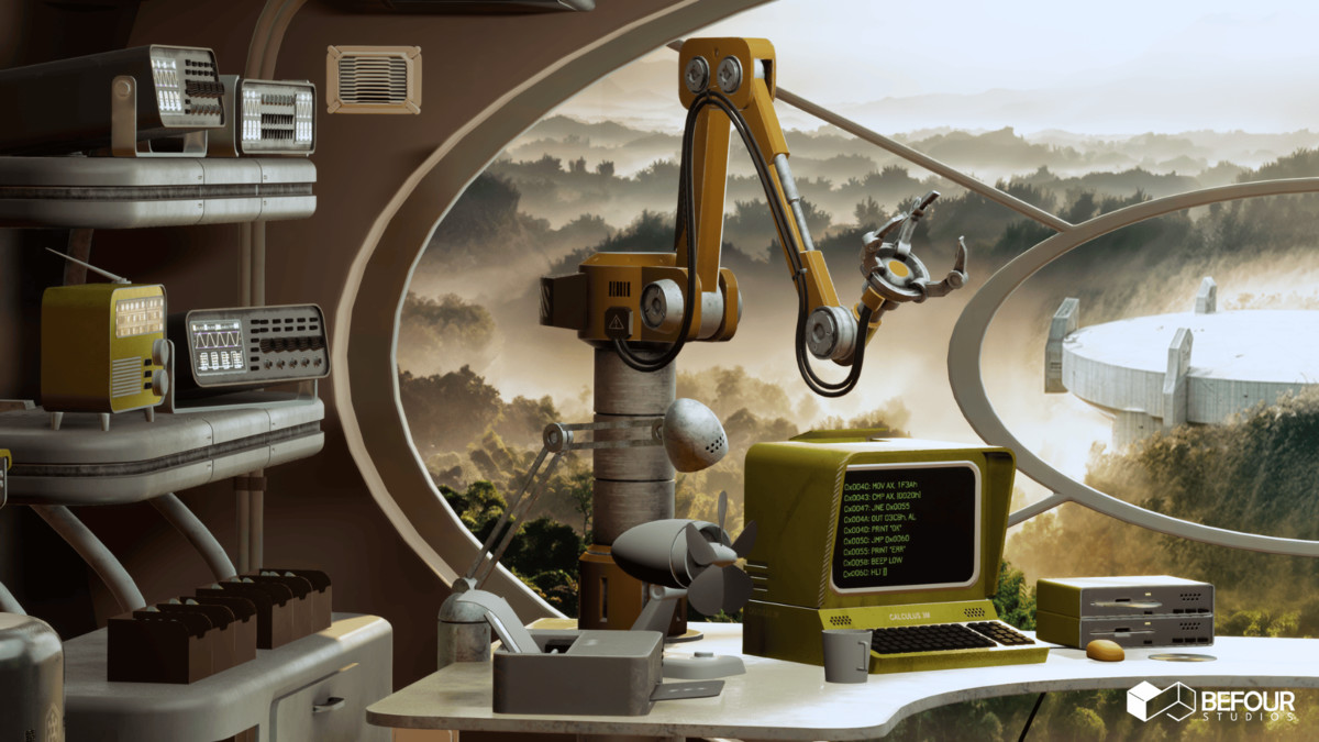 Retro Sci-Fi Research Cabin Environment