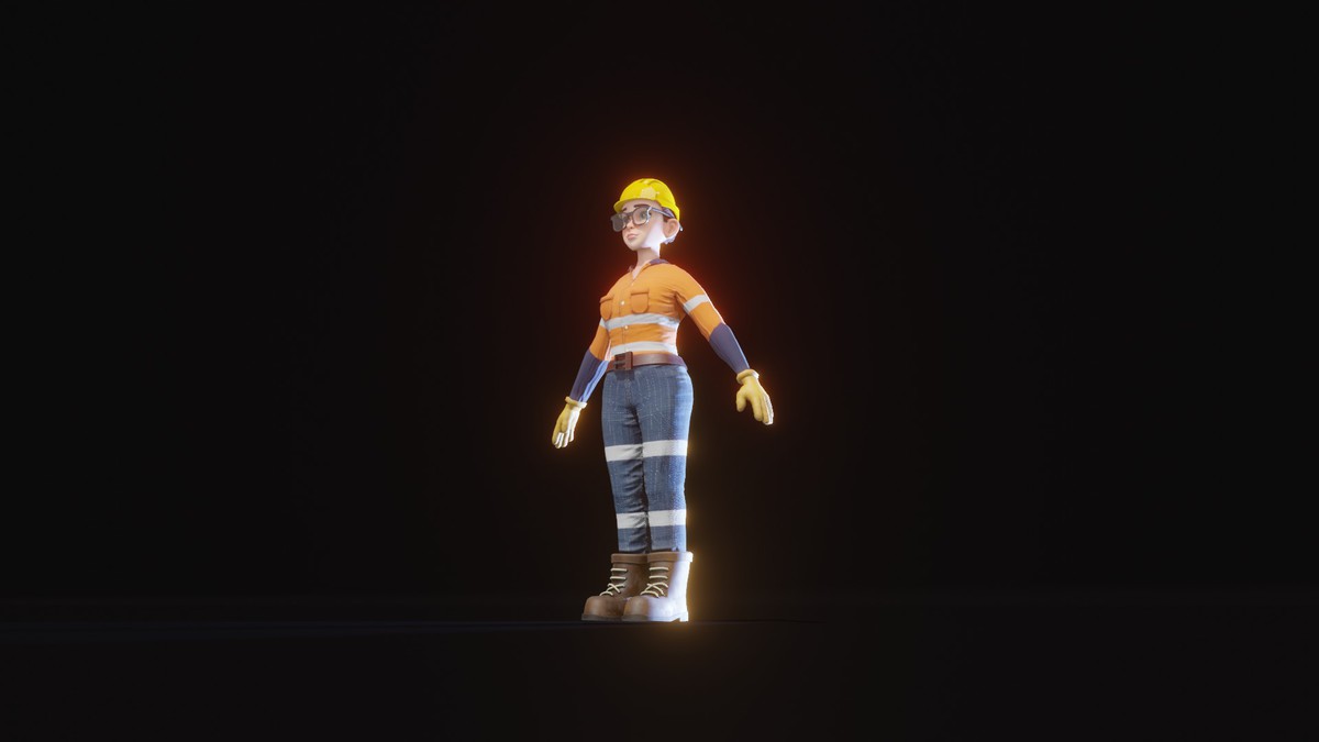 Stylized Female Worker 3D Model – Animated & Customizable (Game-Ready, Built-In)