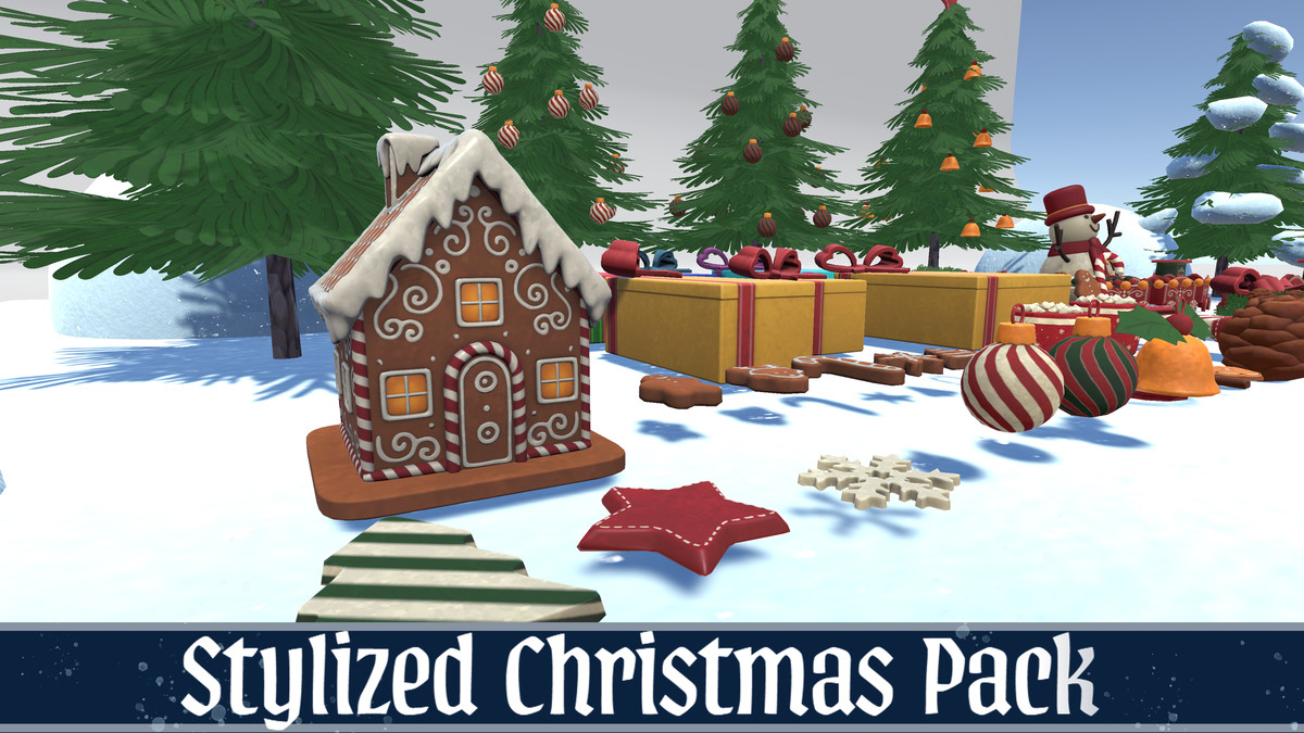Stylized Christmas Decorations Pack – Trees, Gifts & Sweets