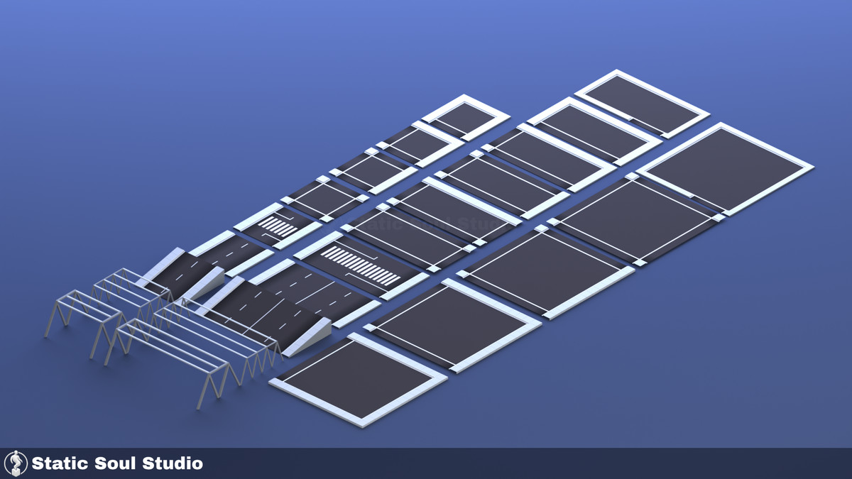 Low Poly City Pack – Modular Buildings, Roads & Props