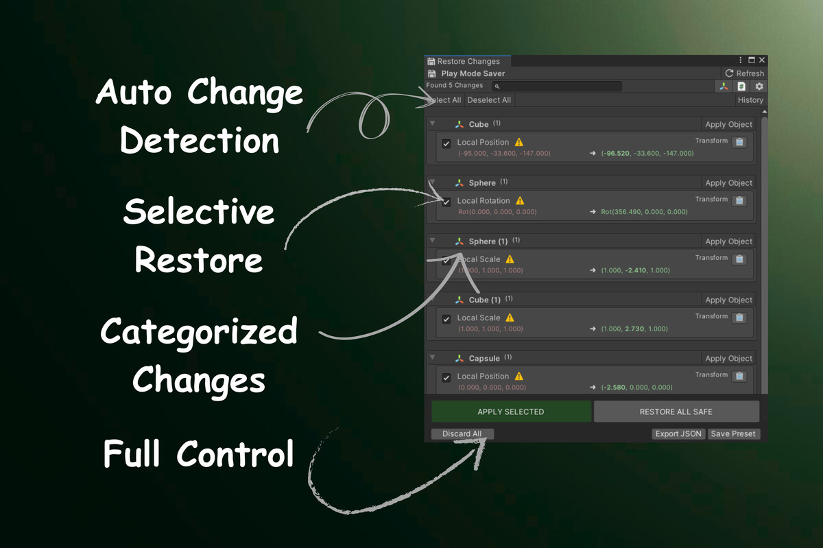 Play Mode Saver – Don’t Lose Your Runtime Tweaks