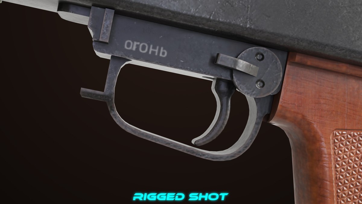 Machine Gun 11 Wood handle URP HDRP Textures