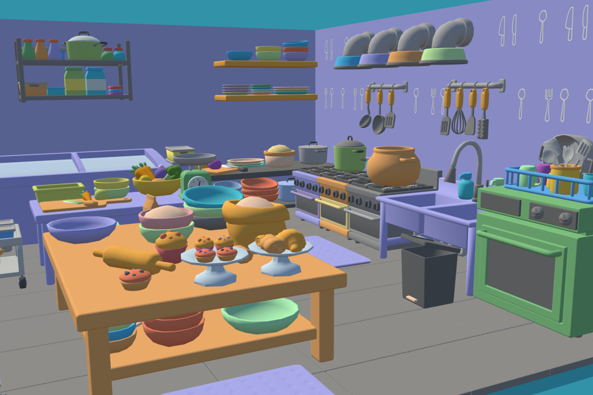Cute Low Poly Kitchen Pack - Colorful Interior Props