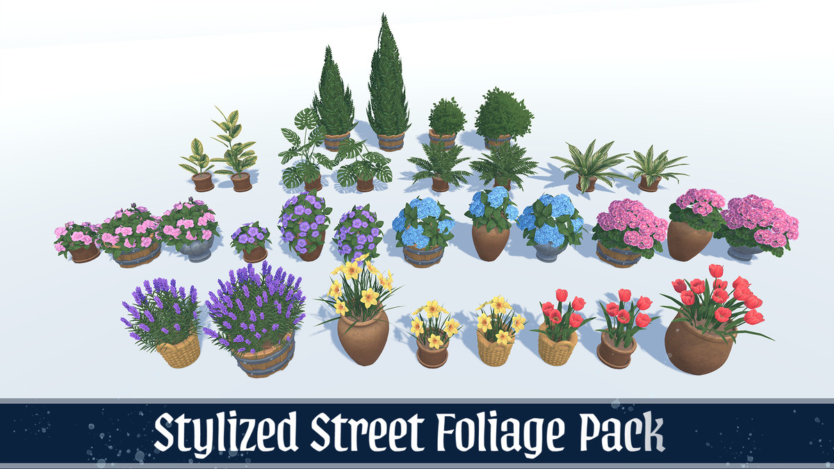 Stylized Street Plants Flowers Ivy Vines Pack