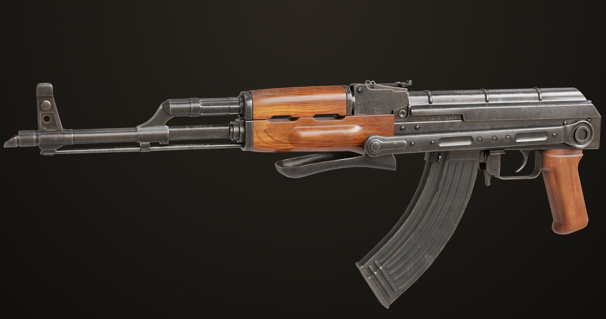 AKMS Light Machine Gun 10 Wood URP HDRP Texture