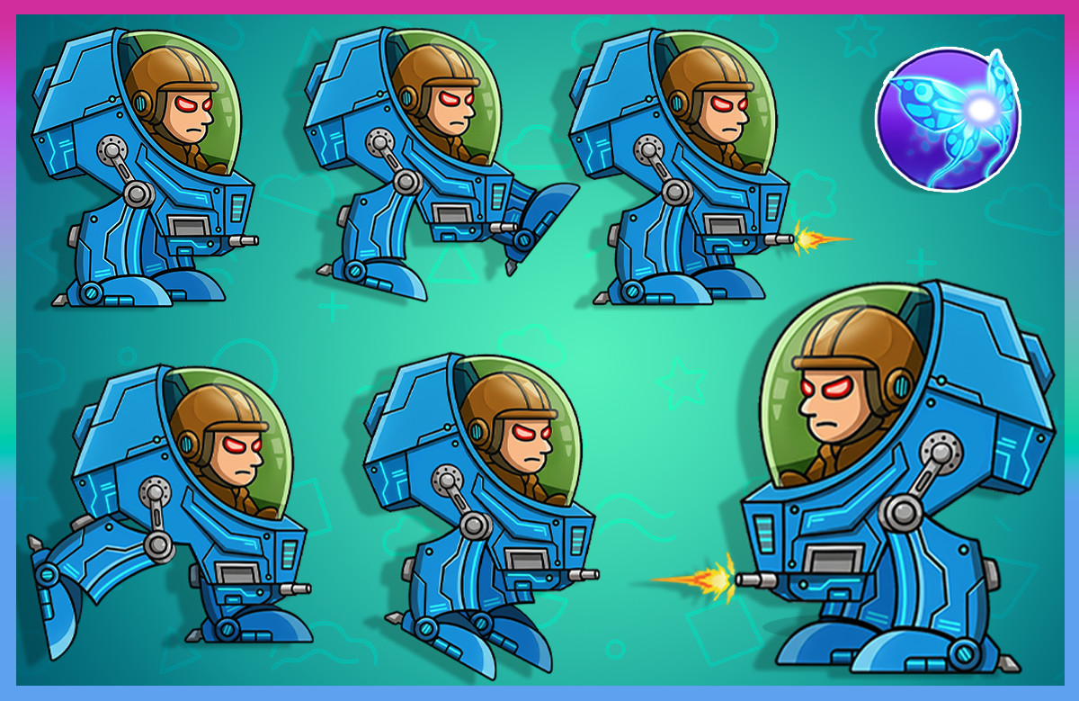 Mecha Rex 2D Animated Character