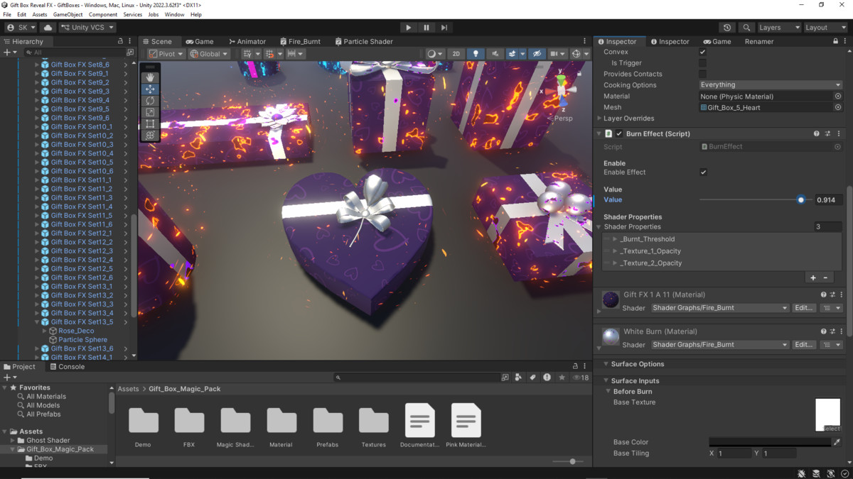 Gift Boxes with Magical Shader (Burn & Reveal)