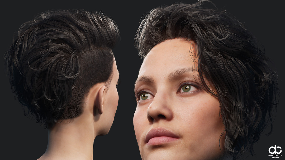 Realistic female hairstyles, pack #3 | Rigged hair, game-ready, low-poly